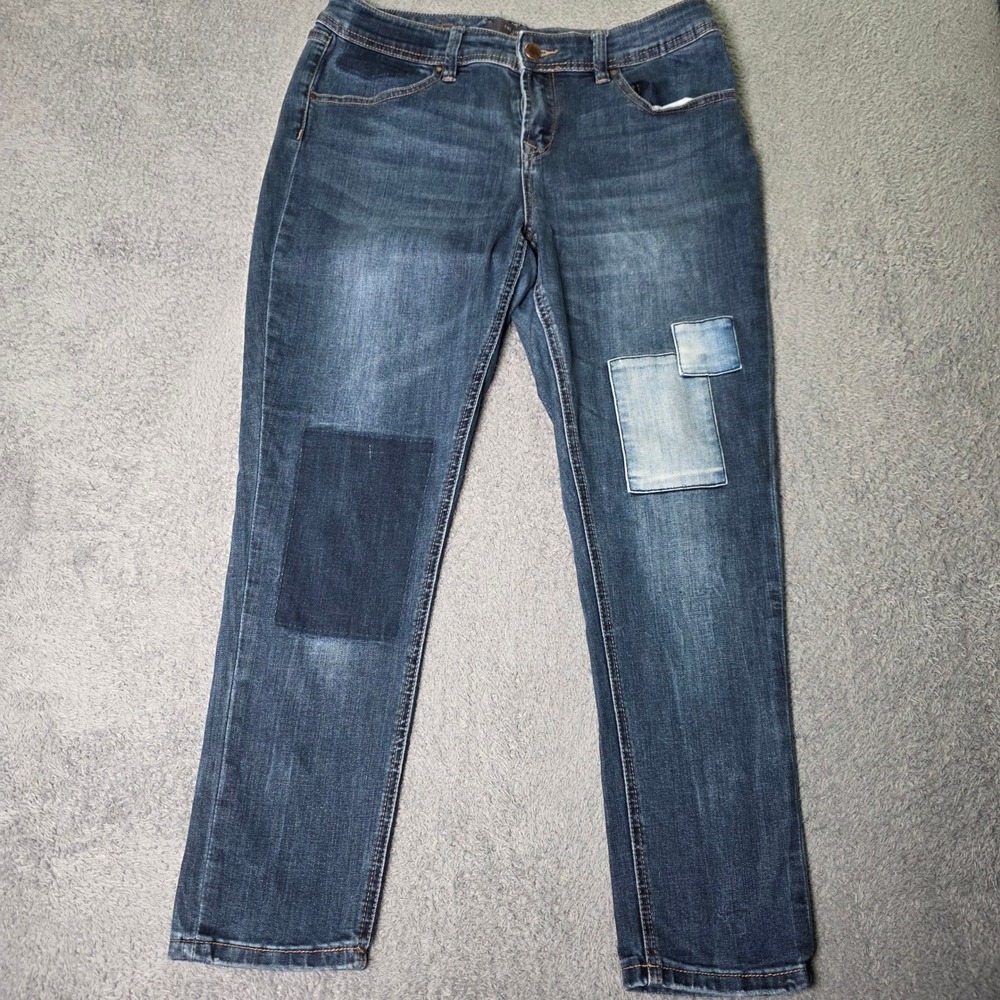 The Limited Womens 14P Skinny Jeans Blue Patchwork Dark Wash Denim Petite